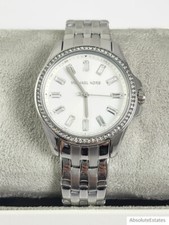 NEW Michael Kors Silver Pilot White Crystal Stainless Steel Watch MK7379 Box
