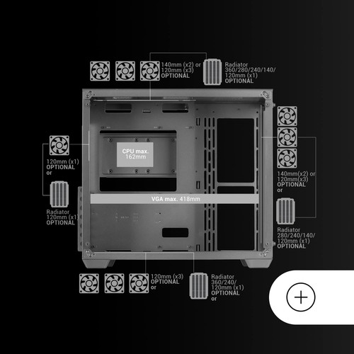 MCV3 Schwarz Custom XXL E-ATX Gaming Tower Front und Seitenfenster Gehärtetem... - Photo 6/7