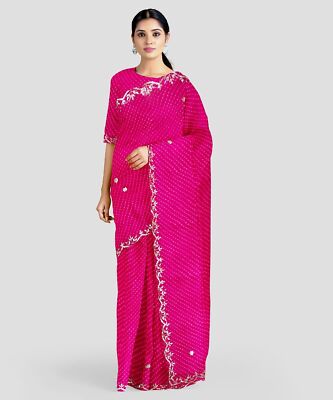 Designer Georgette Saree With Blouse Traditional Gotta Patti Work