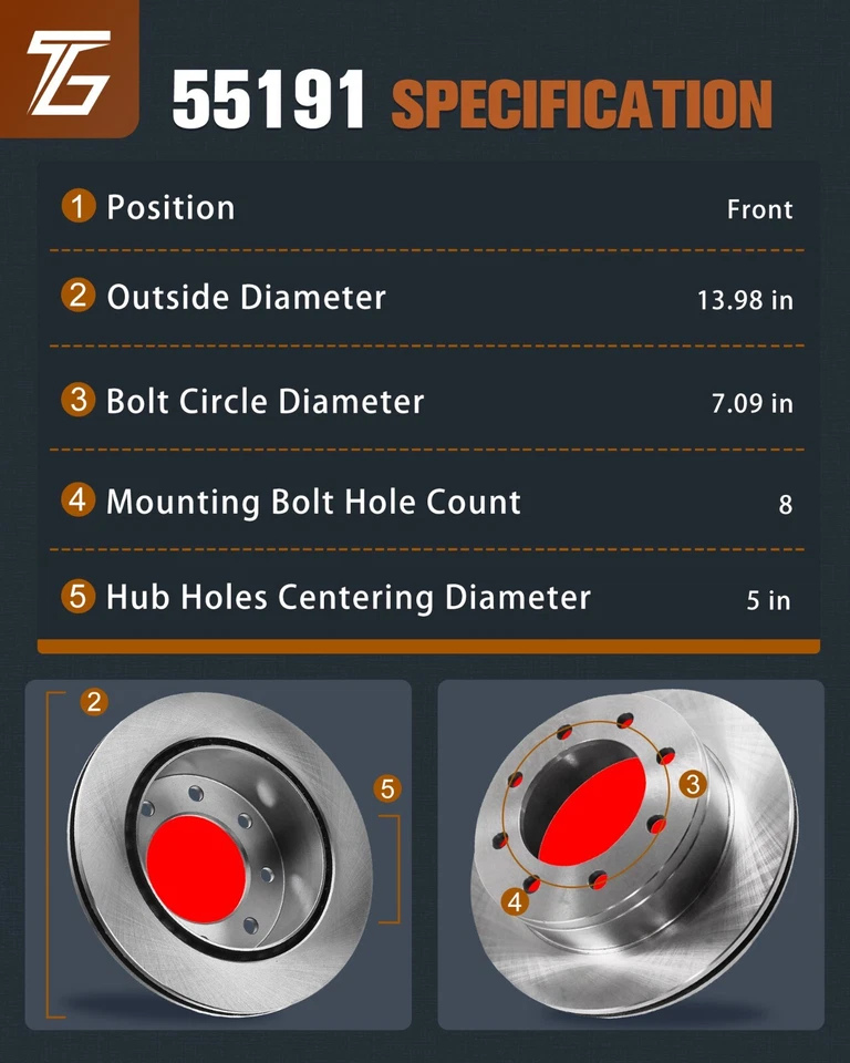 Front & Rear Disc Brake Rotors Kit for 2011 - 2021 Chevrolet Silverado 2500 HD Foto 4 de 4