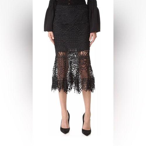 Jonathan Simkhai Bridge Lace Trumpet Midi Crochet Skirt Sz:4 $595 - Picture 3 of 11