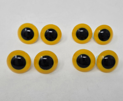 4 pair VTG Zim's Yellow Owl Eyes 24mm Large Plastic Safety Amigurumi Craft Doll