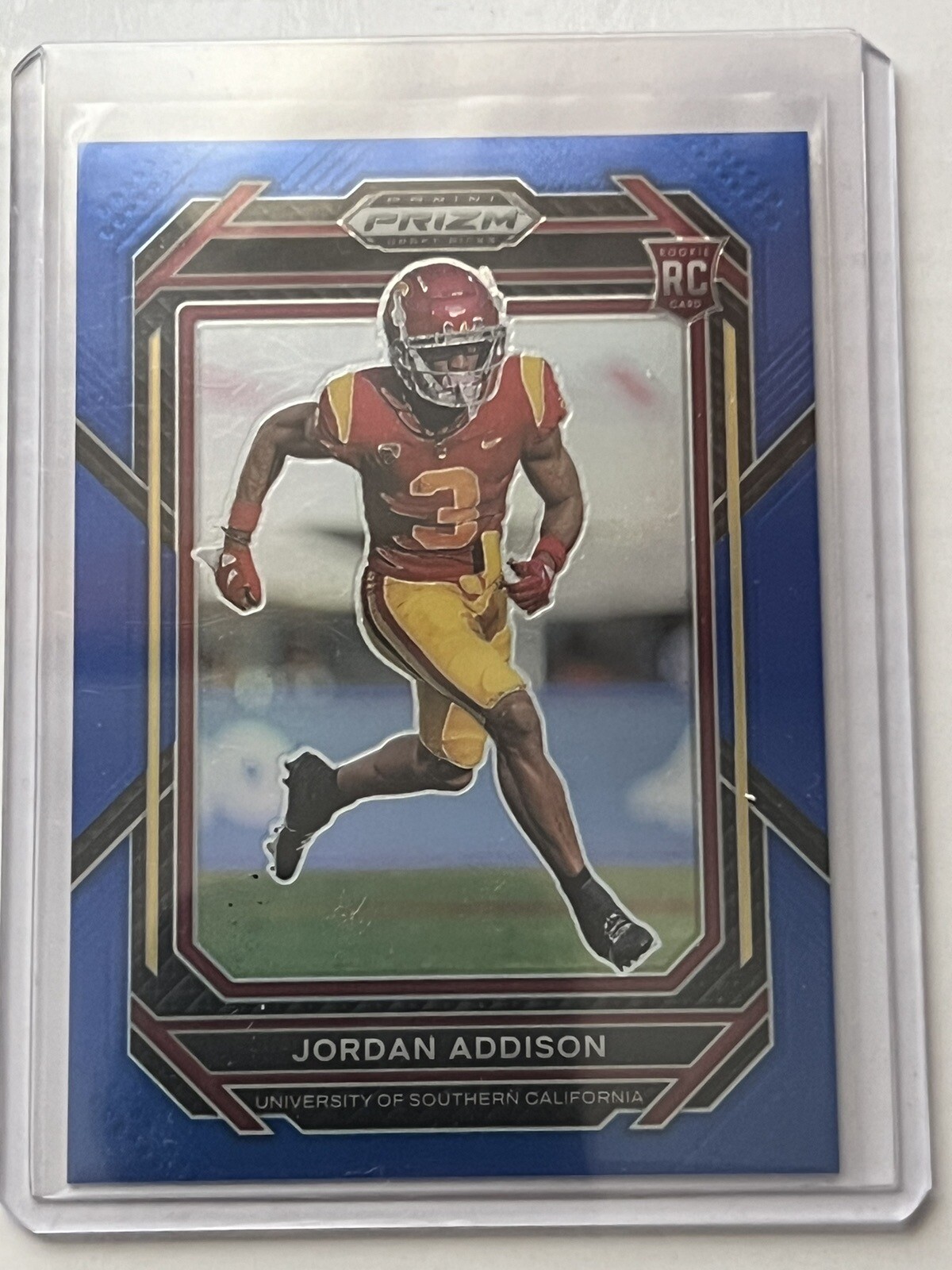 2023 PANINI PRIZM DRAFT PICKS BLUE PARALLEL #136 ROOKIE JORDAN ADDISON 049/199