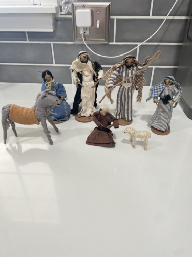 Handmade Nativity Set Vintage Jordan Primitive YWCA Aqabat Jaber Refugee Camp