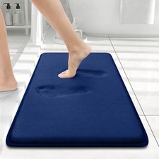 Memory Foam Bath Mat 24x16 Extra Soft Absorbent Washable Carpet Navy Blue