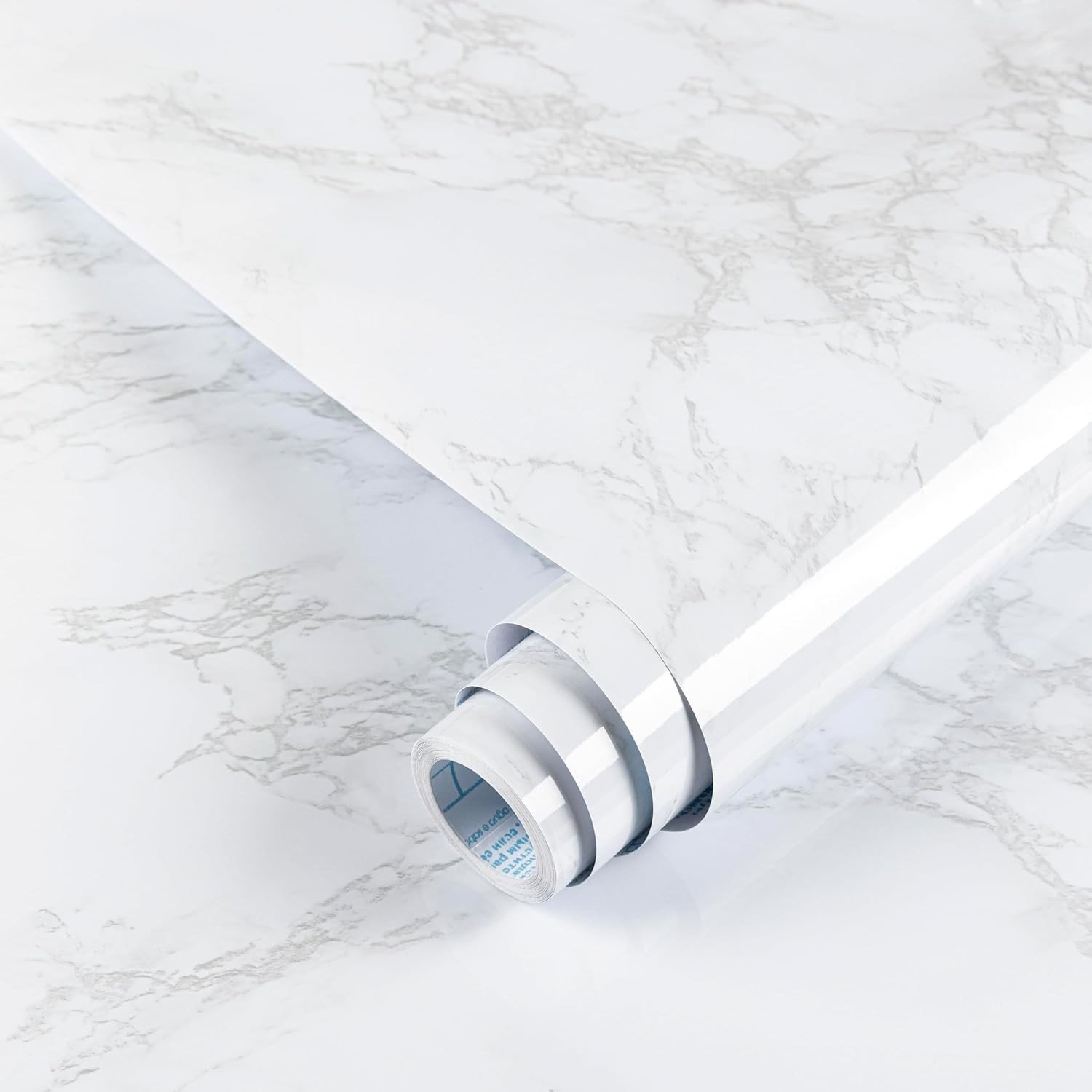 Hode Marble Vinyl Wrap 44cmx200cm,  Sticky Back Plastic Roll, White Marble Self
