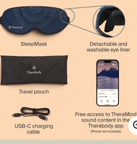 Máscara de sueño Therabody Blackout máscara de ojos con terapia de vibración masaje de viaje - Imagen 11 de 11