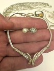 12pc Antique Vintage Old Mixed Jewelry Lot Ring Rhinestone Earrings Brooch NR — photo 3