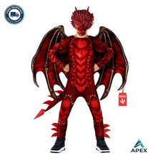 Dragon Costume Kids Boys with Wings Red Mask Bodysuit Detachable Tail Halloween