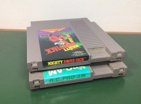 Nintendo NES Video Game Cartridge Cart Lot Mighty Bomb Jack & R.C. Pro-Am Tested