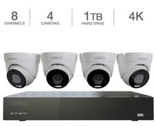 New Lorex Connect 4K 8-Channel 1TB NVR System 4 Smart Security Lighting Cameras