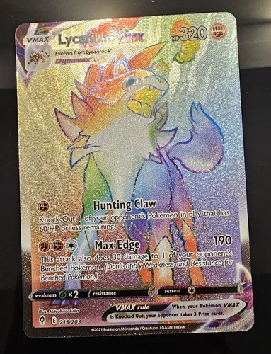 Lycanroc VMAX (Secret) Secret Rare SWSH07: Evolving Skies 213/203 NM