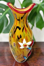 Prachtvolle 46 cm extravagante Murano Glas Freeform Murrine Blumen Vase