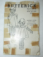 1921 BUTTERICK SEWING PATTERN CHILD'S FROCK RAGLAN SLEEVE PANTIES SIZE 1 COMP