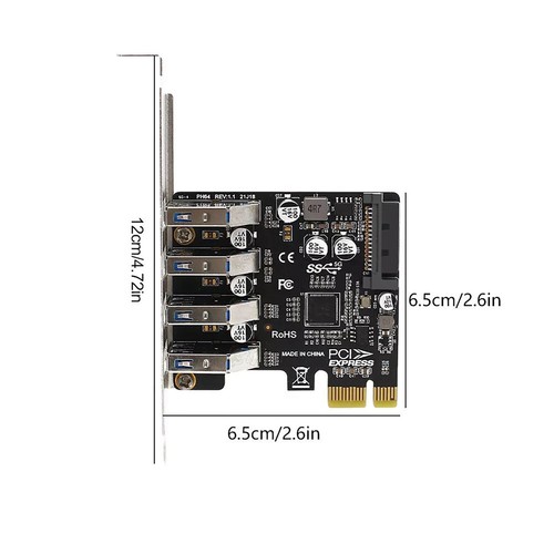 4 Ports USB 3.0 PCI-E Expansion Card PCI Express PCIe USB 3.0 HUB Adapter 5Gbps - Zdjęcie 2 z 8