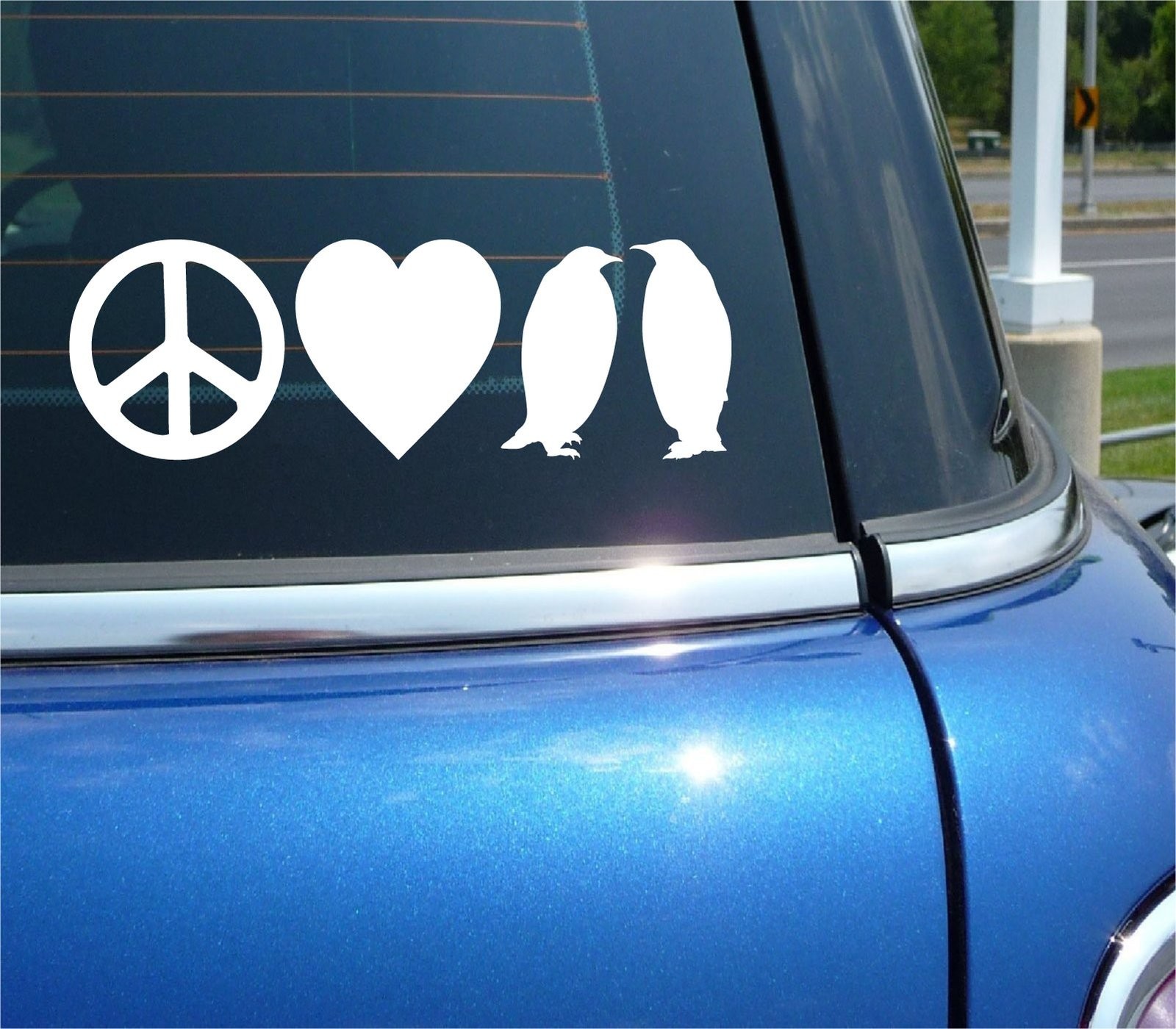 Peace Love Penguins Antarctica Funny Car Truck Decal Sticker