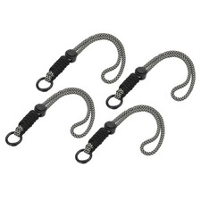4Pcs Paracord Lanyard Keychain with Spring Ring, Wavy Design Black Grey
