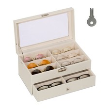 Brillenbox Brillenkoffer 12 Brillen Organizer Brillenaufbewahrung Brillenkasten