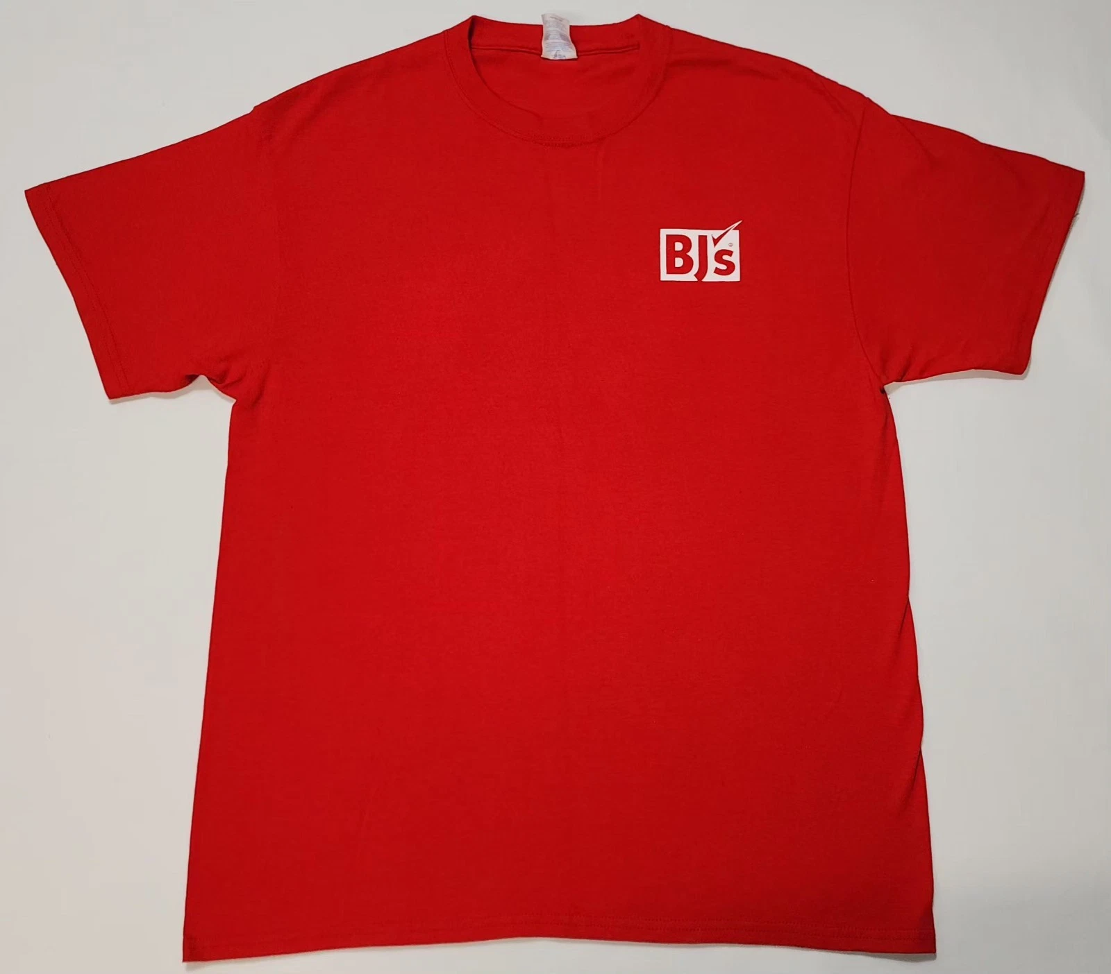 BJS Wholesale Club Logo Red T-Shirt Work Tee Crew-Neck Short Sleeves Size L
Opens in a new window or
