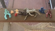 7 Vintage Miniature Plastic TOYS Horse, Cowboy, Riders, Dutch Girl, Assorted