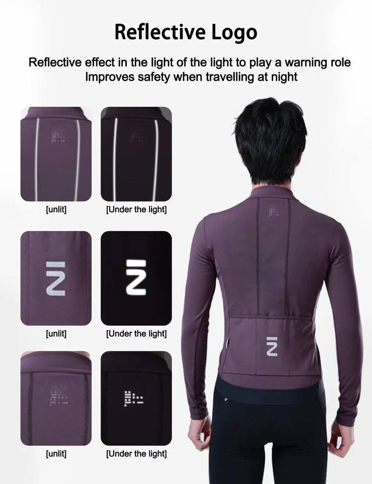 INBIKE Fleece Lined Cycling Jersey for Men Women, Winter Thermal Quick Dry Long - Image 3 of 4