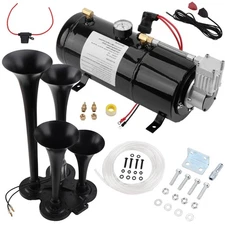 4 Trumpet Train Horn Kit 178dB Super Loud 150 PSI 12V Air Compressor