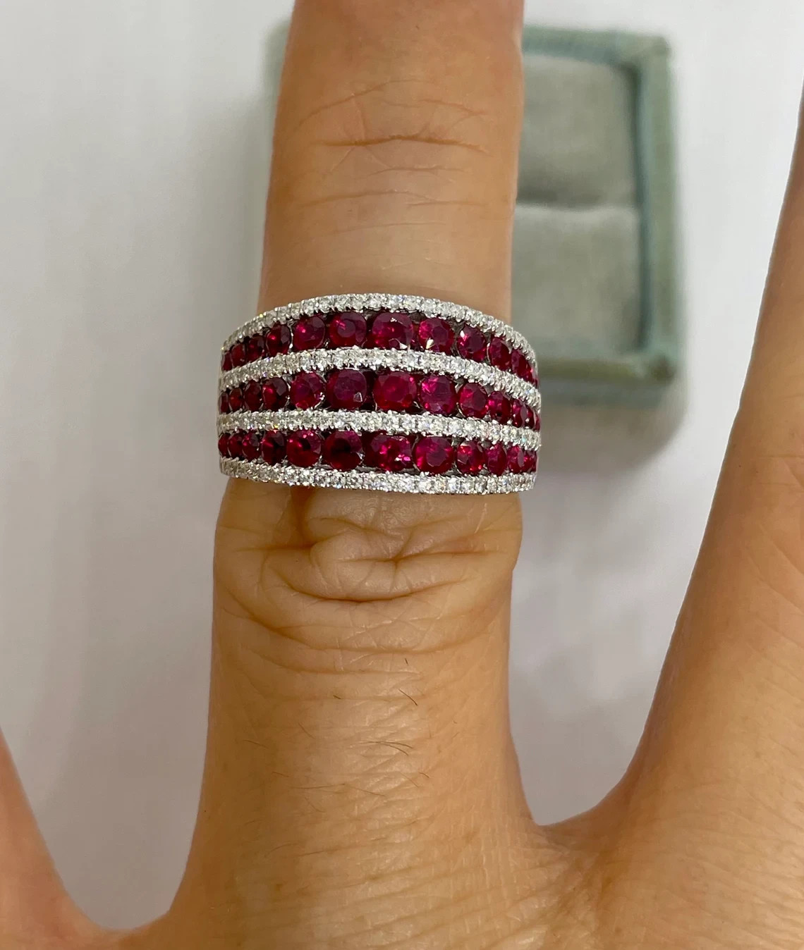 3Ct Round Lab Created Pink Ruby Cluster Engagemen… - image 2