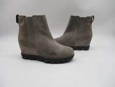 Sorel Joan Of Arctic Wedge II Gray Suede Waterproof Chelsea Boots Girls Youth 1