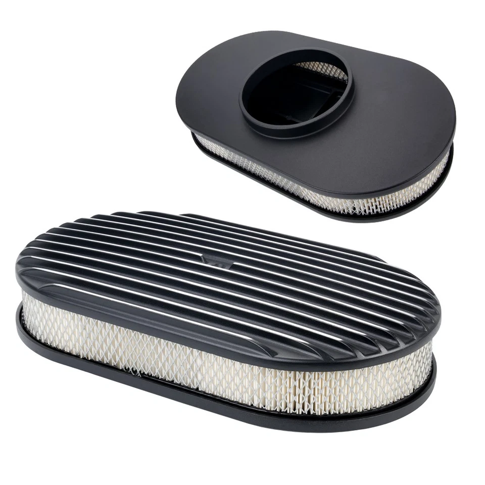 15" Oval Full Finned Air Cleaner Washable For SBC BBC Chevy Ford 5-1/8 Carb Neck - Imagem 4 de 4