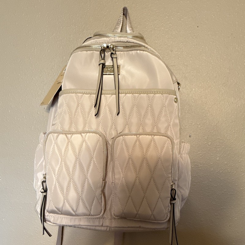 Madden NYC NWT Beige Quilted Diaper Backpack w/ Adjustable Strap, Pockets