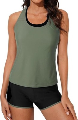 Dokotoo Gr. L Damen Tankini Set 3-teilig Badeanzug Tank + Sport BH + Shorts
