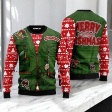 Fishing Christmas Ugly Sweater, Funny Fisherman Holiday Festive Xmas Top