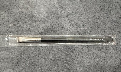Morphe Eyeliner Brush Angled Flat Shape, Black & Silver Handle Makeup Brush
