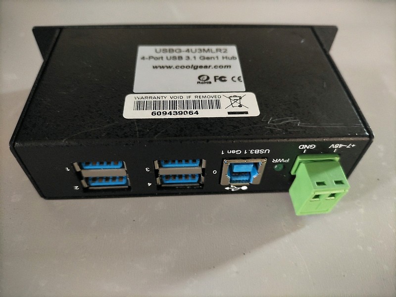 4 Port USB 3.0 Powered Industrial USB Hub, 5Gbps Speeds, Metal Housing, 7-48V...