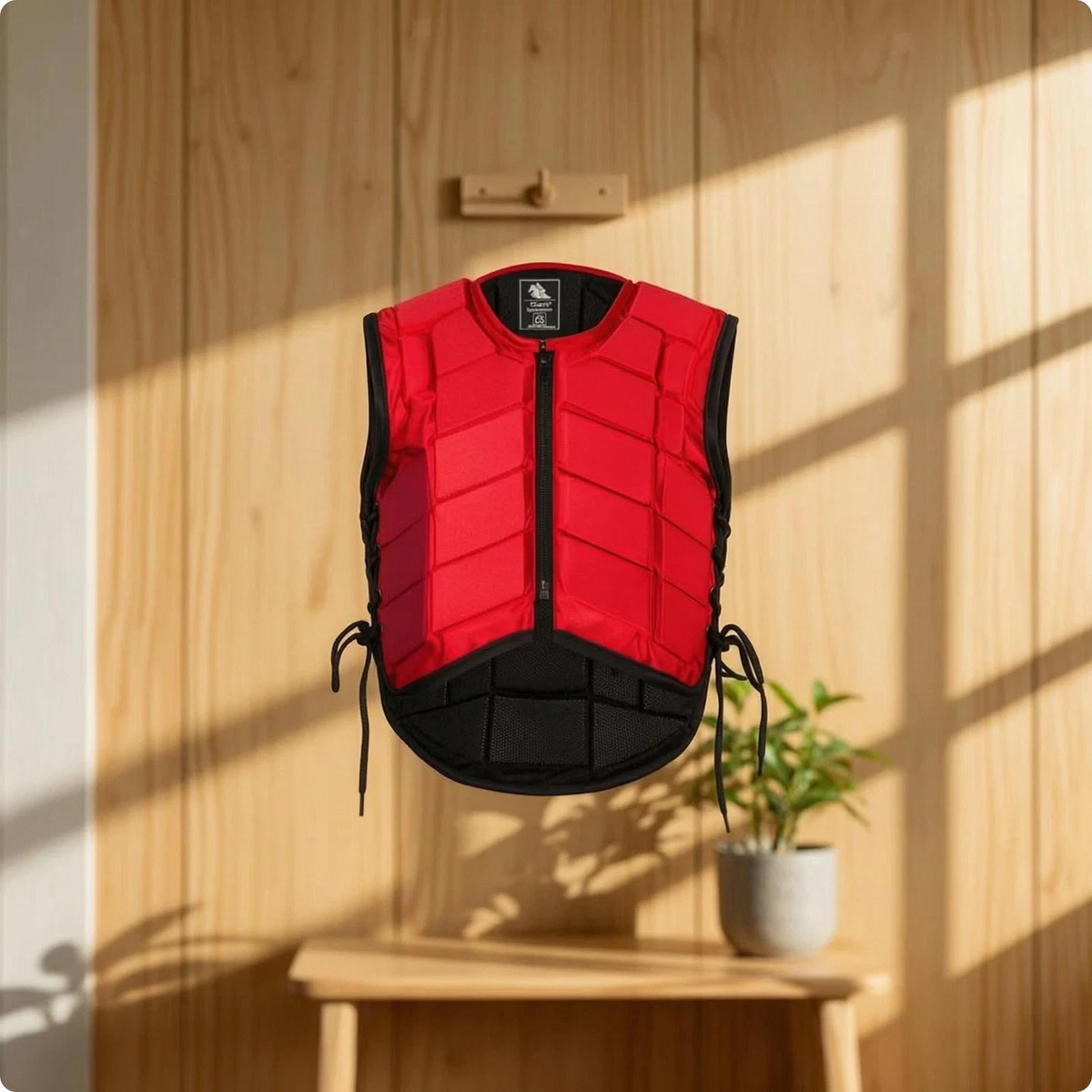 Equestrian Vest with Side Laces Sleeveless Torso Guard with Side Panels Padded
