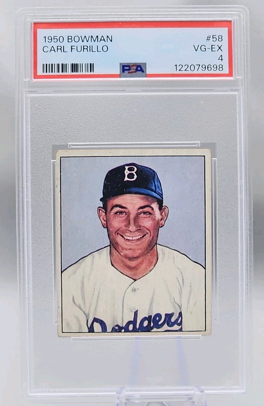 1950 Bowman #58 Carl Furillo PSA 4 Brooklyn Dodgers. Beautifully Centered
