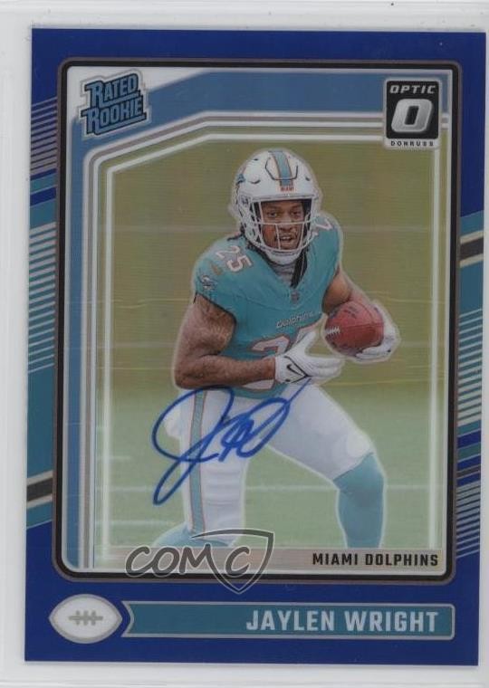 2024 Donruss Optic Rated Blue Prizm 43/99 Jaylen Wright #249 Rookie Auto RC 0dv1