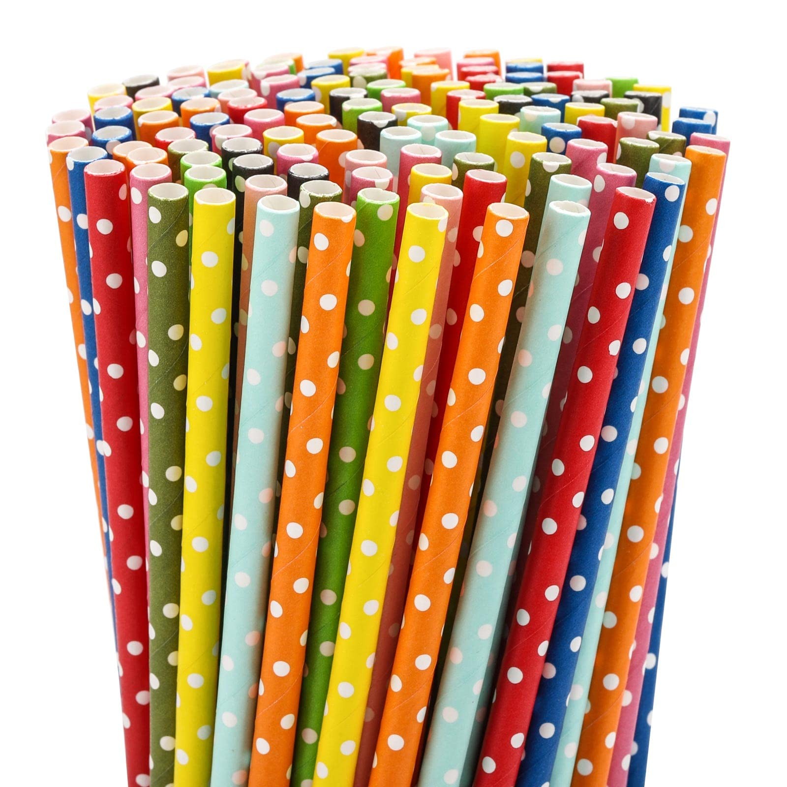 200PCS Multi-Color Biodegradable Paper Straws for Party Supplies,Birthday,Bri...