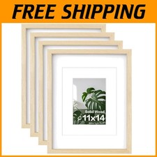 Stylish 11x14 Wood Picture Frames - Set of 4 with Plexiglass