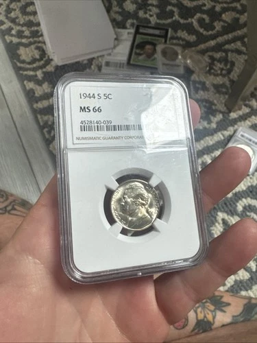 1944-S Silver War Gold Toned Jefferson Nickel NGC Graded MS66 (4557197-060)