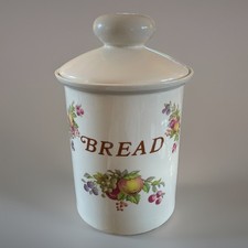 Vtg Melba Ware Fresh Fruits Large Ceramic Lidded Bread Bin Crock Pot 