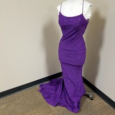 Morilee by Madeline Gardner Purple Studded Fitted Dress Gown Size 2