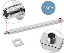 Braccio per soffione doccia quadrato in ottone cromato completo di rosone - 35CM