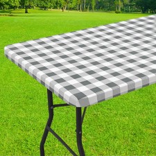 Rectangle Picnic Table Cloth, Elastic Waterproof Fitted Vinyl Tablecloths,