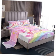 Unicorn Girls Bedding Set Kawaii Cute Rainbow Unicorn Bed Sheets Twin Multi 43