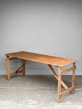 🚚 We Deliver - 20 available - Vintage Folding Wooden Trestle Tables - Cafe Bar