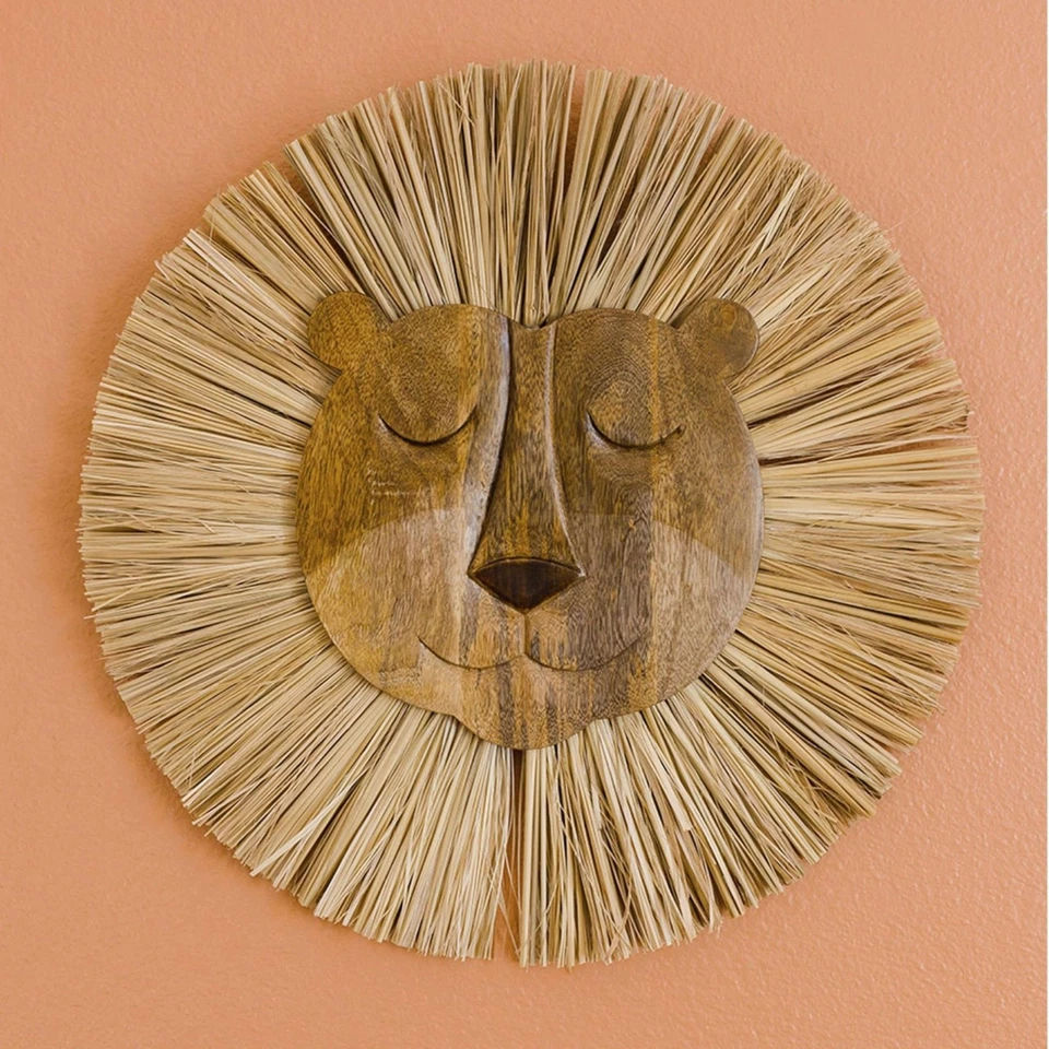 Arte de pared de safari de animales de madera hecho a mano para decoración de guardería, tema de selva boho, para... Foto 2 de 4