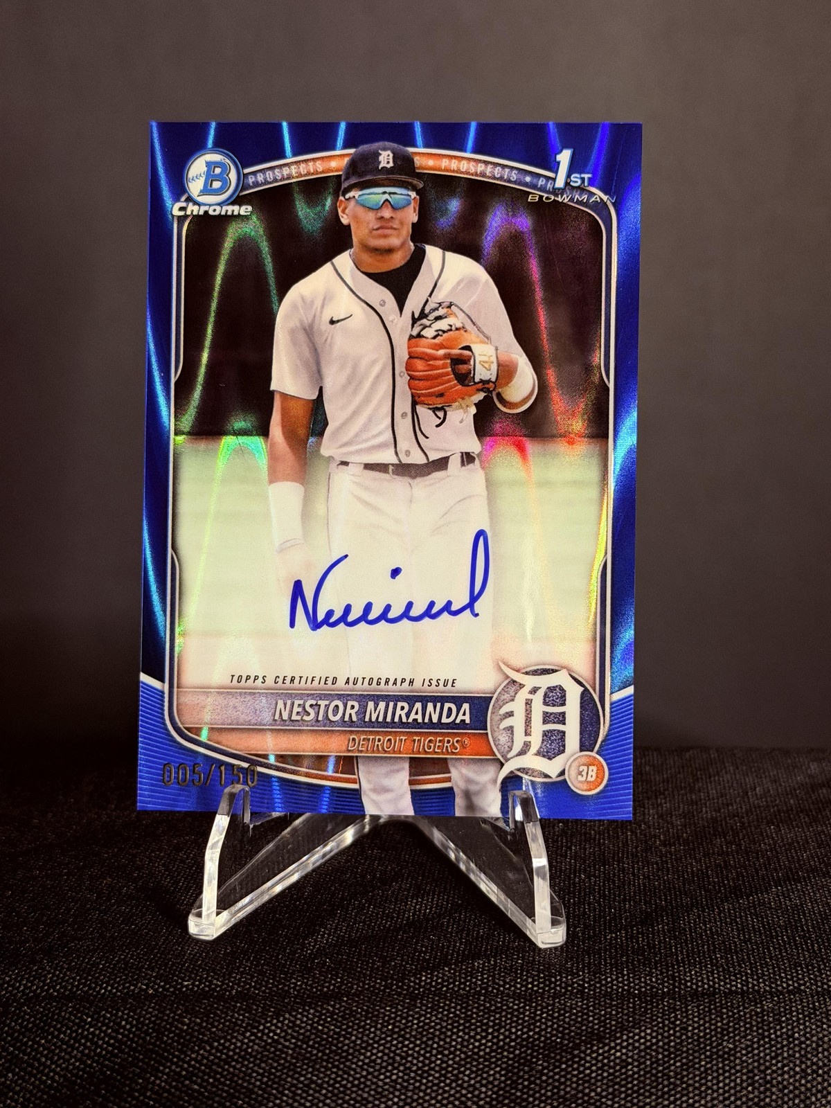 2025 Bowman Chrome #CPA-NM Nestor Miranda Prospect Autographs Blue RayWave #/150