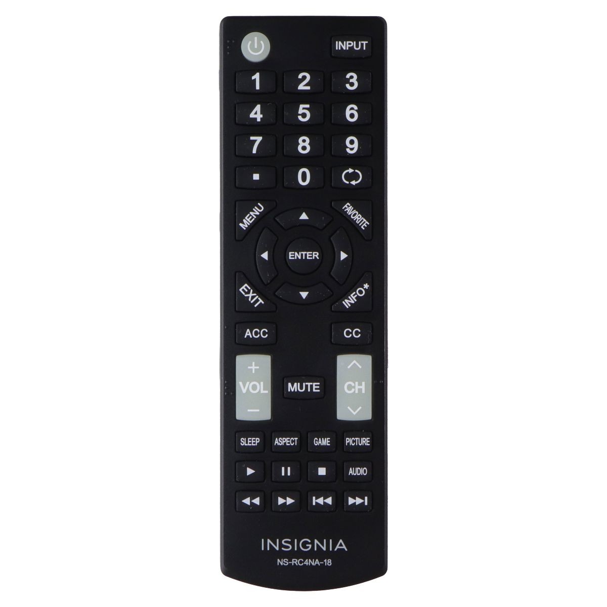 Insignia Remote Control (NS-RC4NA-18) for Select Insignia TVs - Black