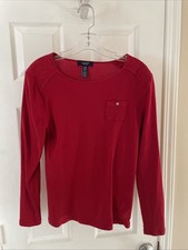 Chaps Women  Gorgeous Red  Beautiful Long Sleeve Top  Sz M amazing color